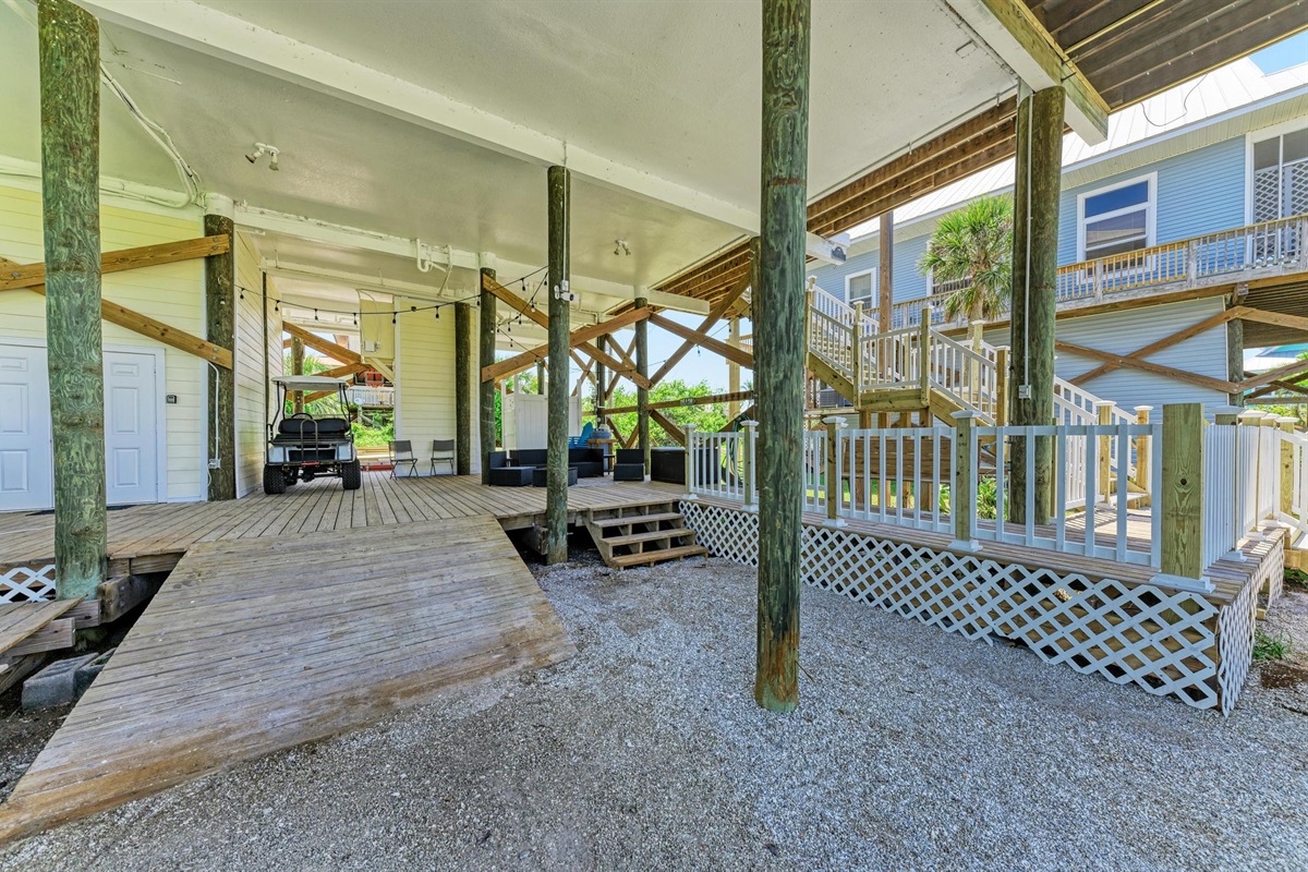 Deck underneath house