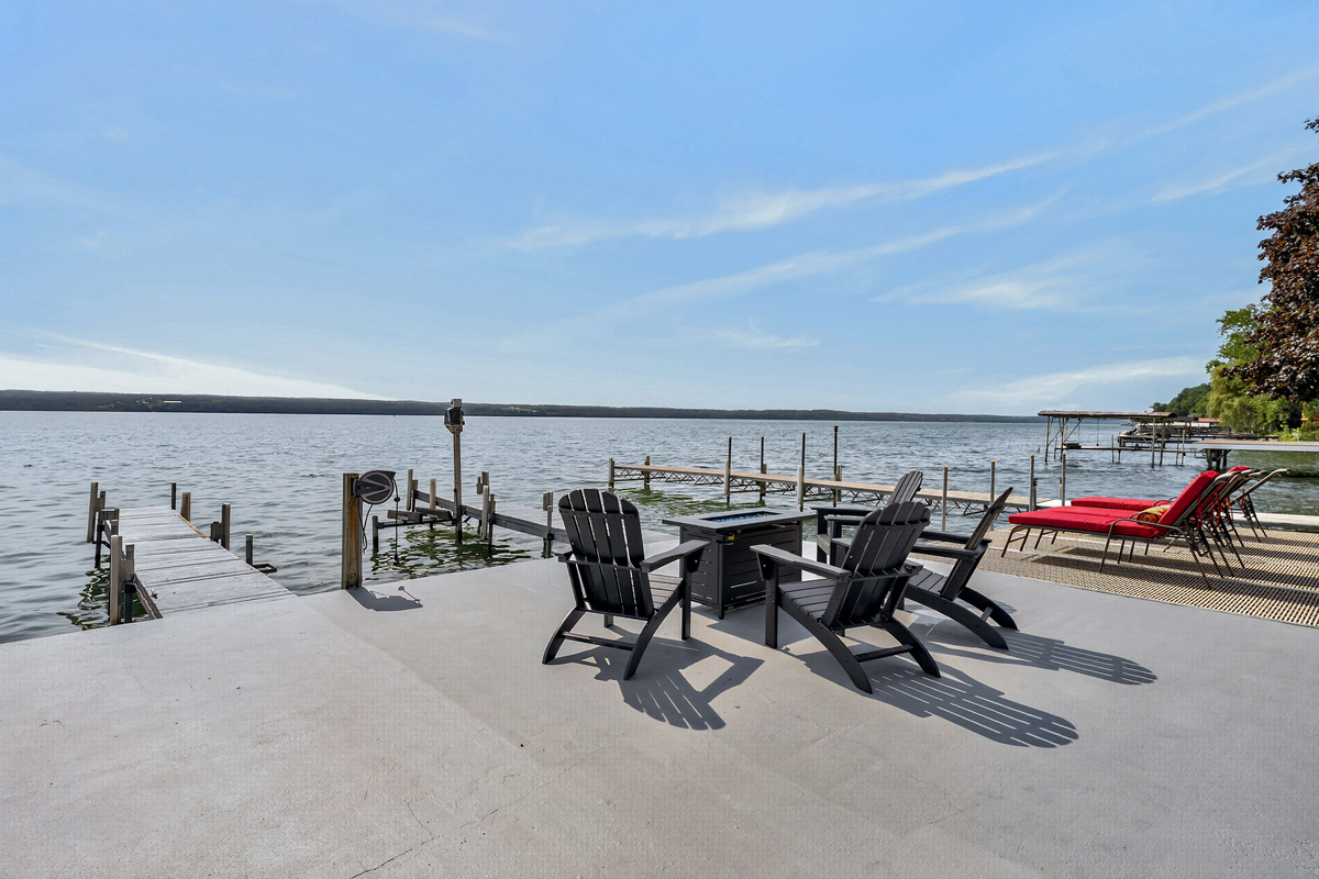 Shoreline seating beside the water