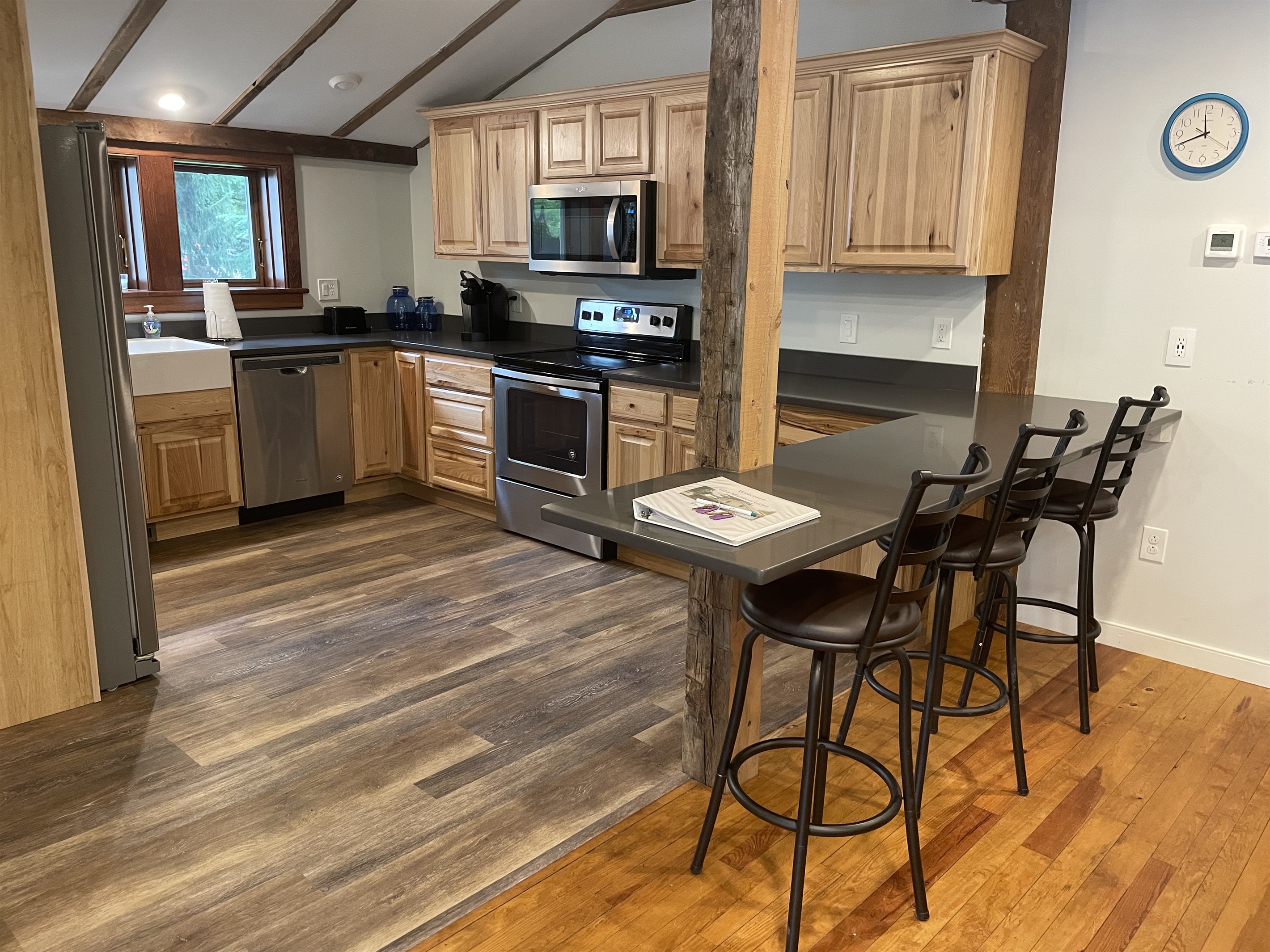 Prepare meals together in the user-friendly kitchen