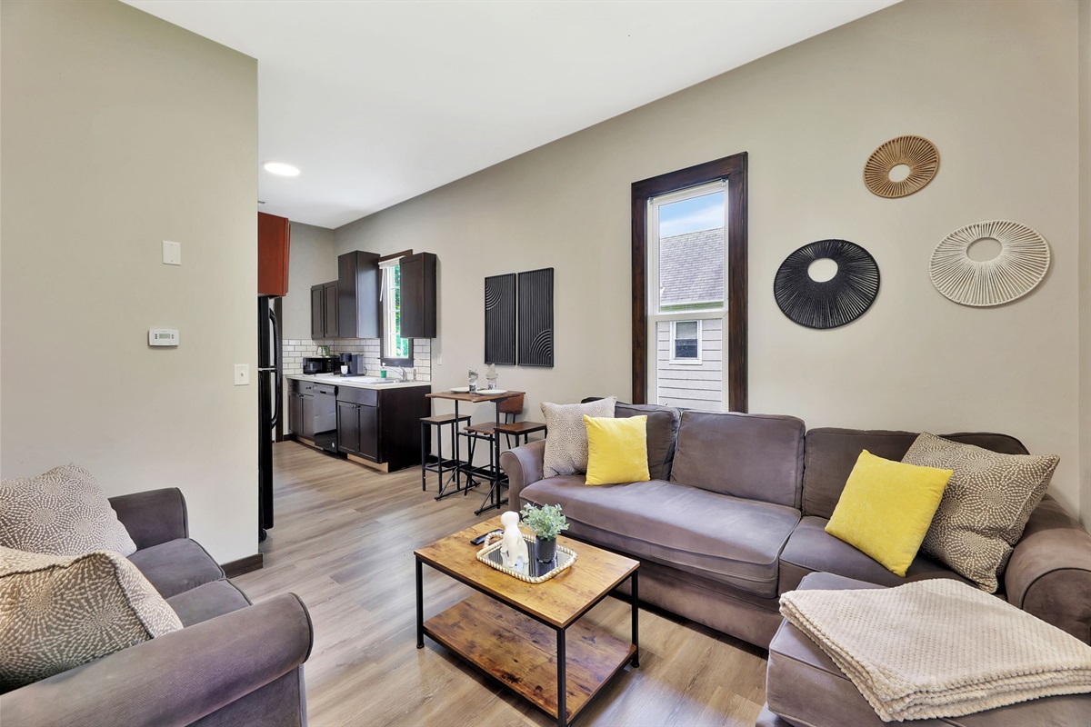 Spacious Living Room with TV.