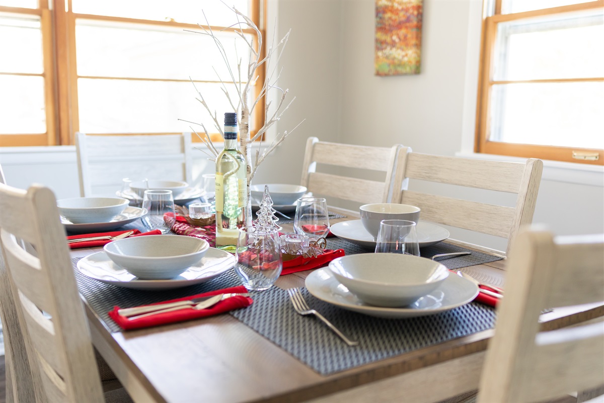 Holiday dining table set for your family to enjoy a meal together!