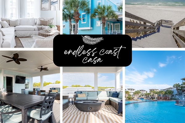 Home accommodates 16 people; has a 500sq ft  rooftop patio, and is minutes to the beach and pool