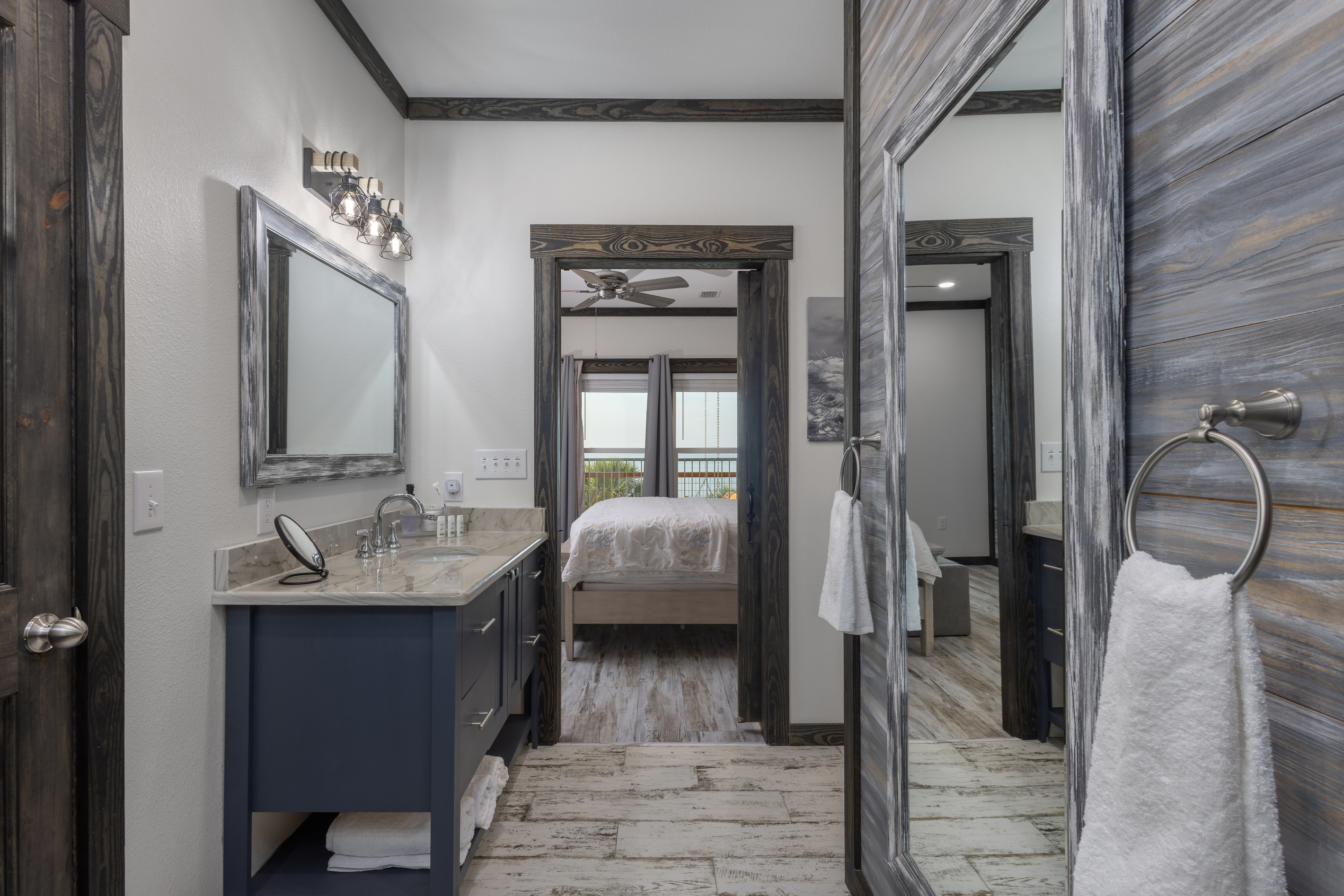 Large mirror master bath