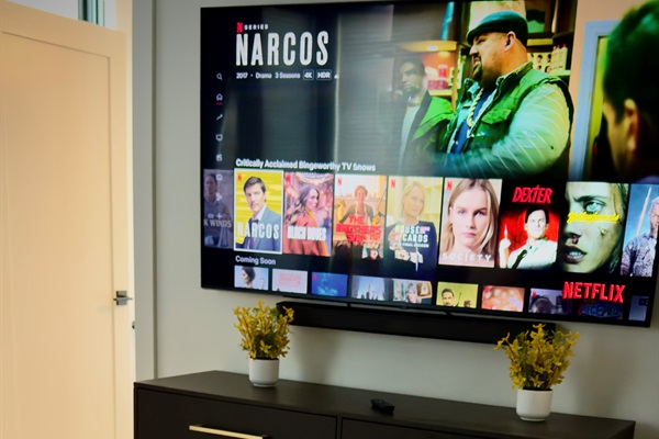 63" smart TV with access to multiple streaming services