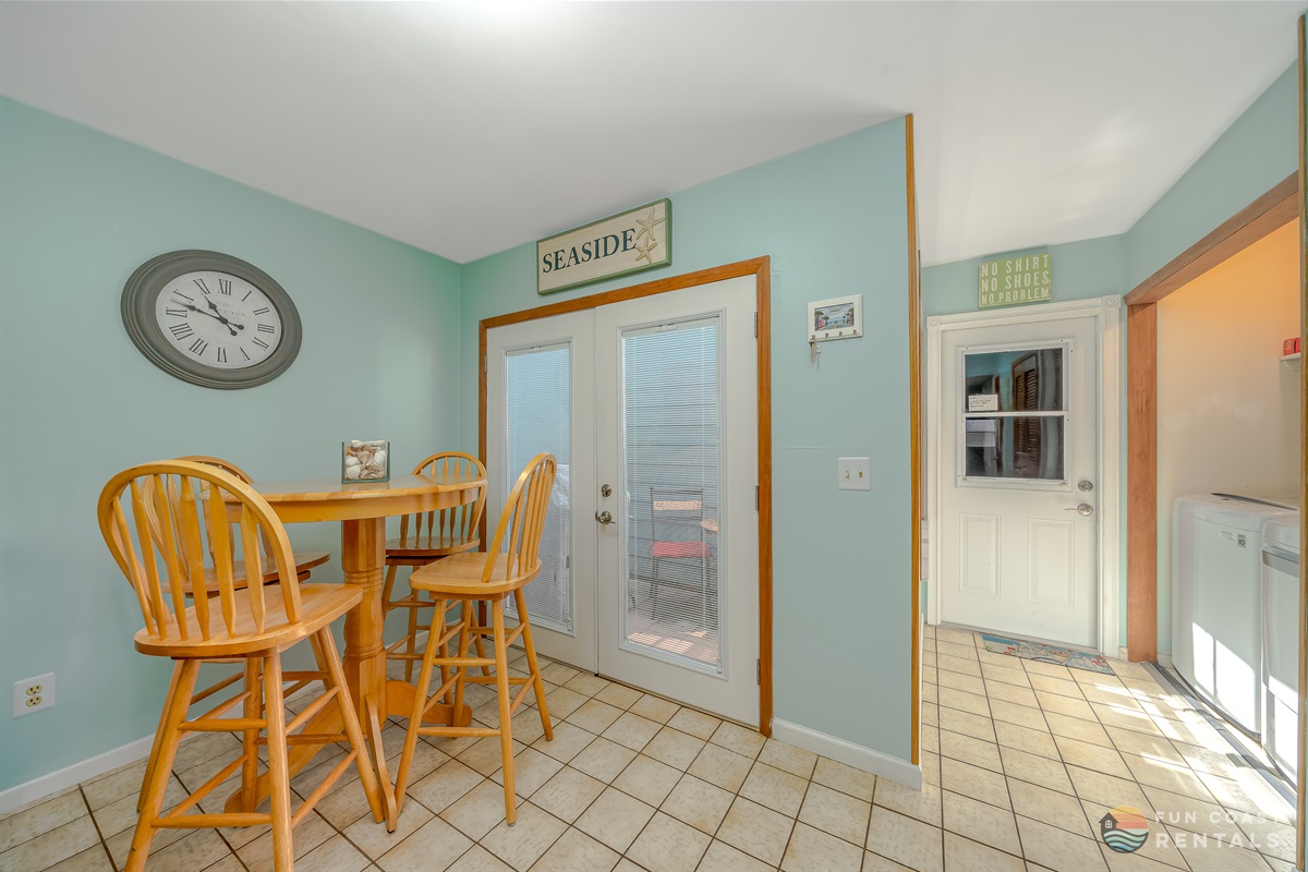 High Top Dining Area and Rear Garage Access