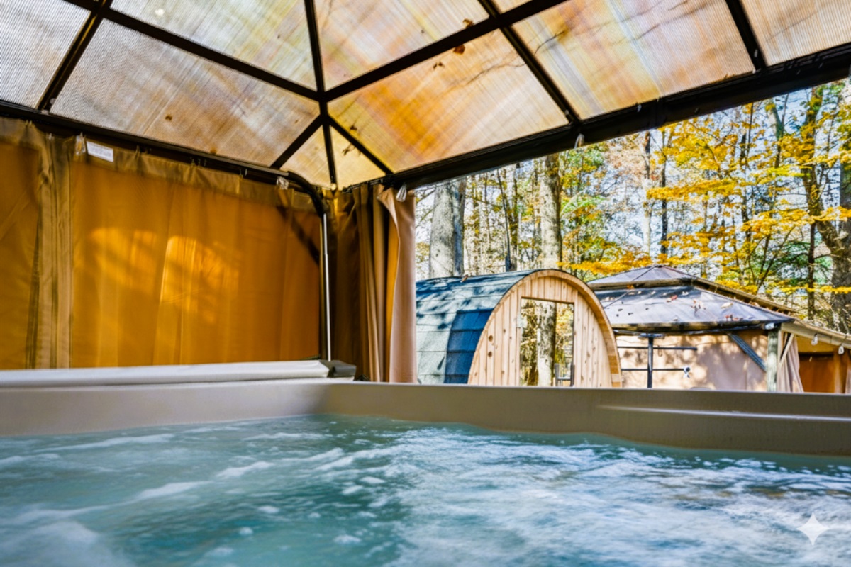 Covered soaks in the hot tub - perfect no matter the weather