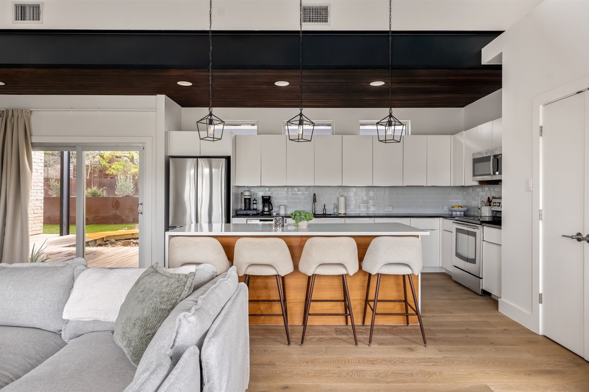 Inviting chef-style kitchen with plenty of space to cook together