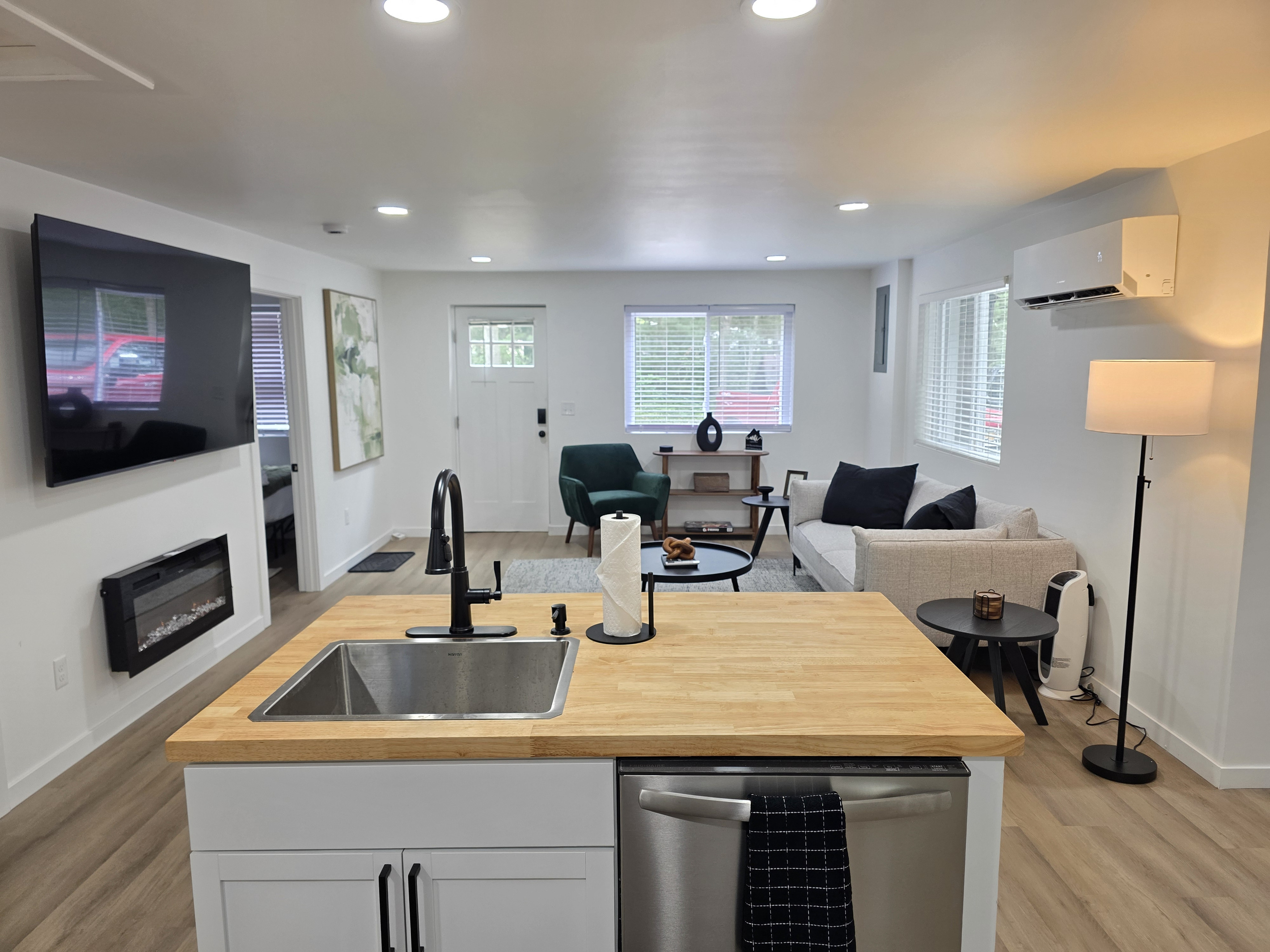 Kitchen Island with view into Living room