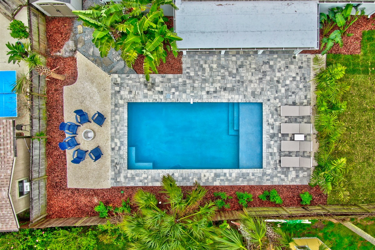 Overhead view of pool