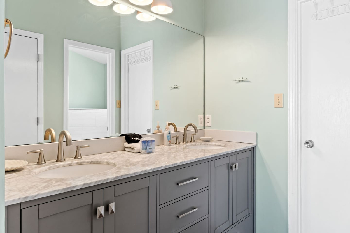 You both get a sink &mdash; the double vanity makes morning routines for two people smooth rather than sequential.