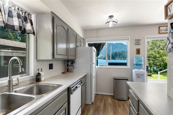 View of the lake from the kitchen window.