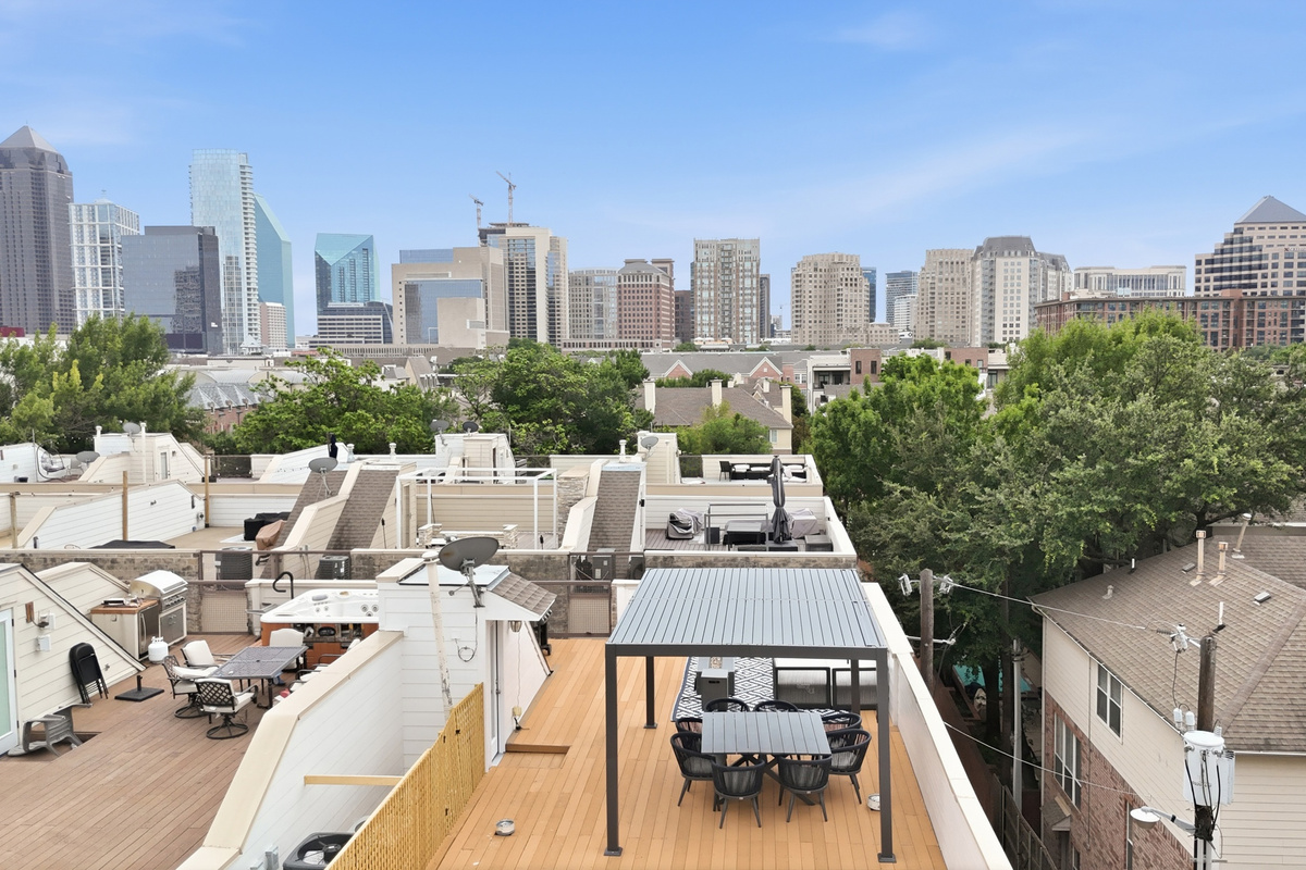 Enjoy breathtaking city views from this stylish outdoor space!