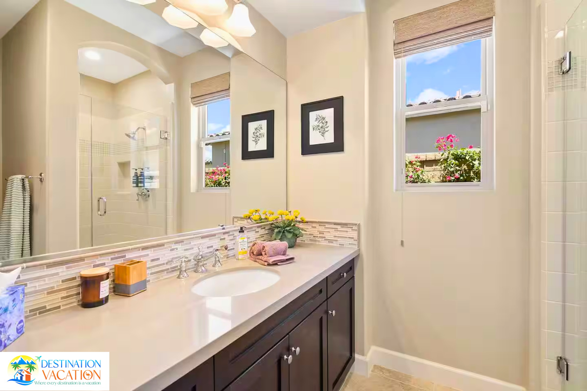 Elegant vanity space adds everyday luxury to your stay.