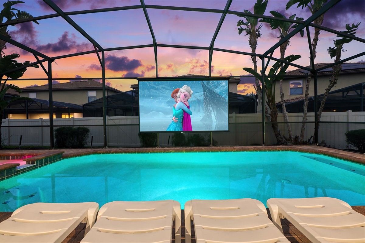 Watch a movie in the pool