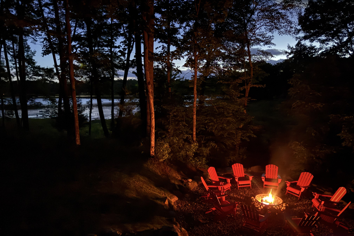 Fire pit area at night