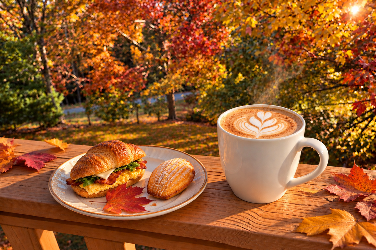 Cozy Autumn Breakfast on the Deck