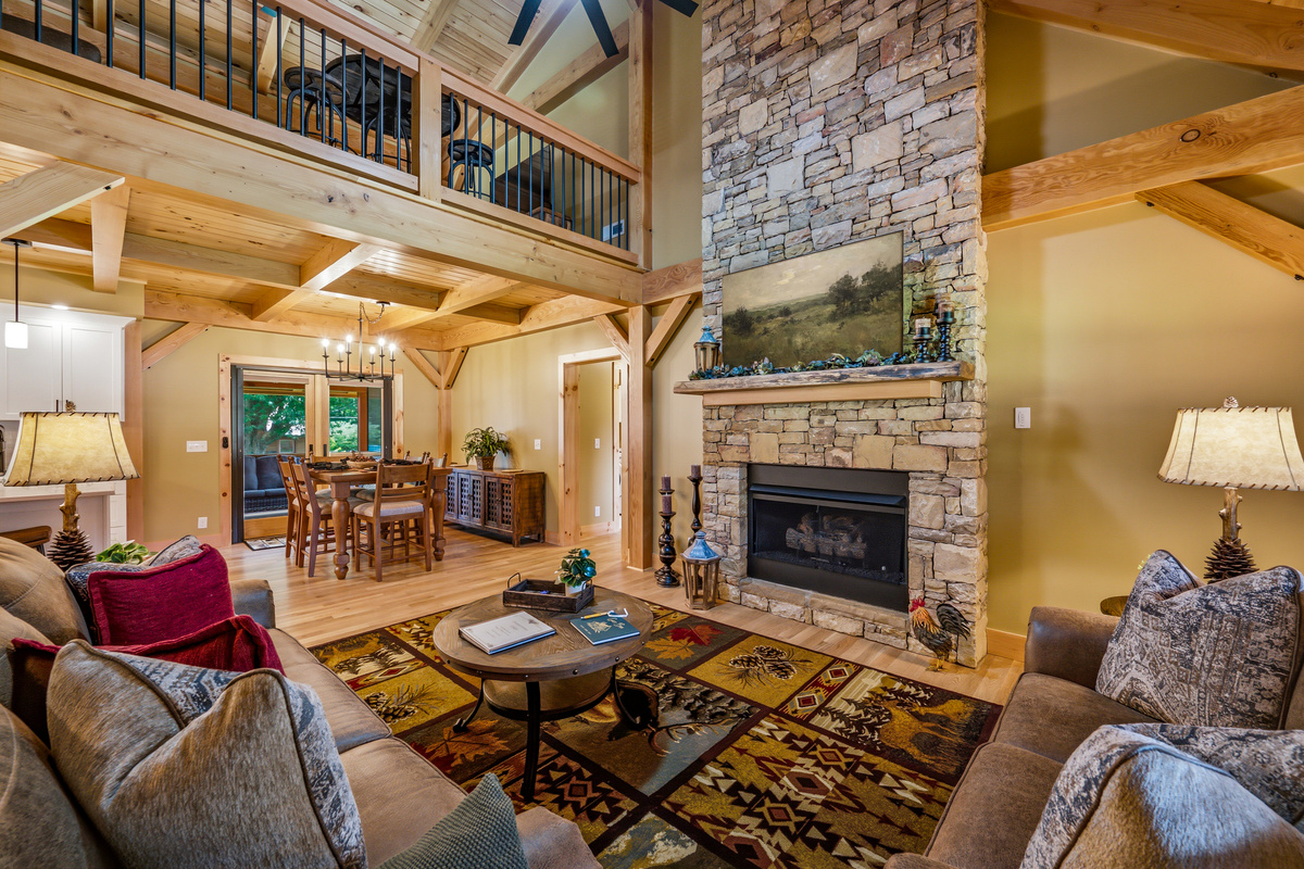 Beautiful Stacked Stone Fireplace