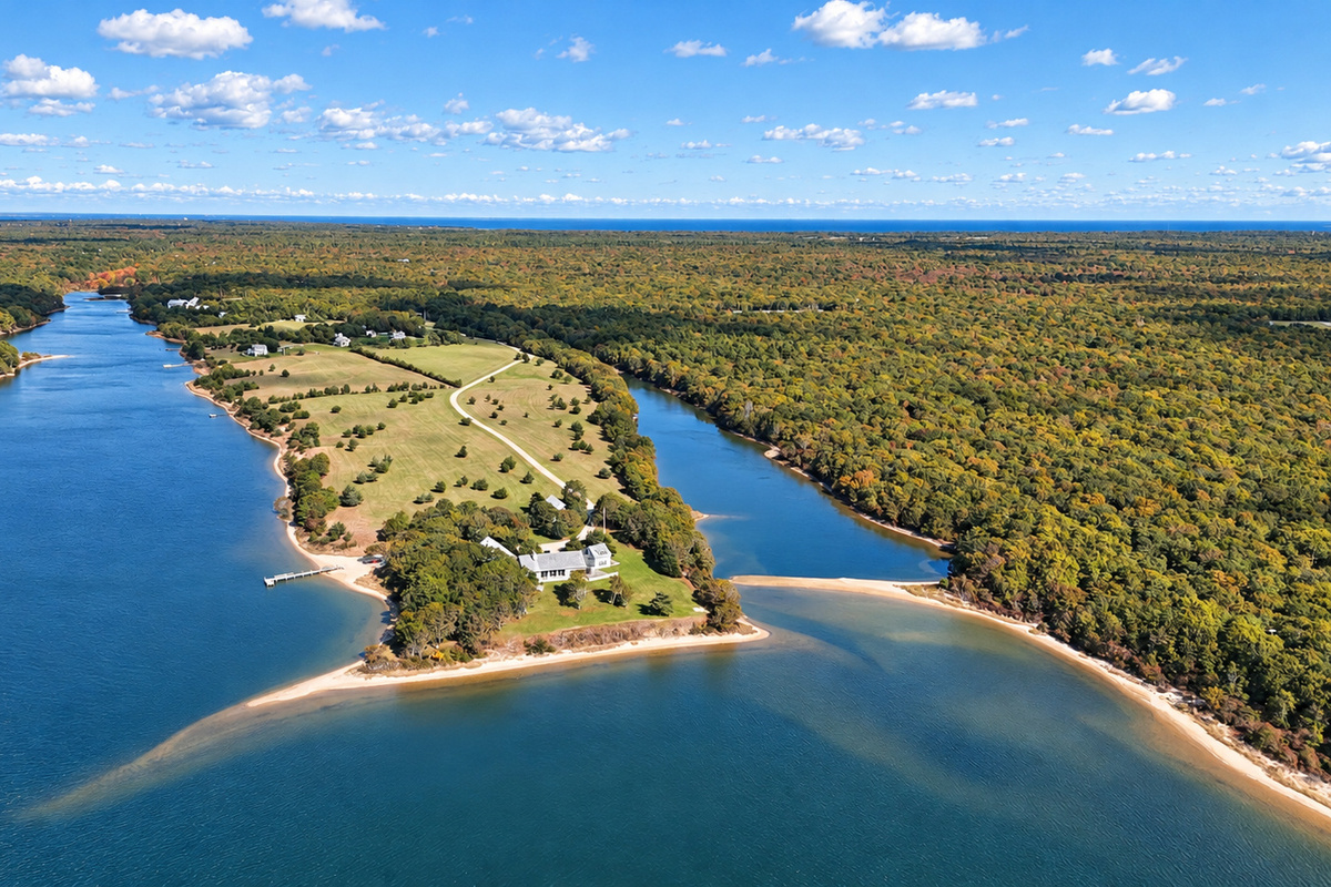 Aerial view of the point and pond