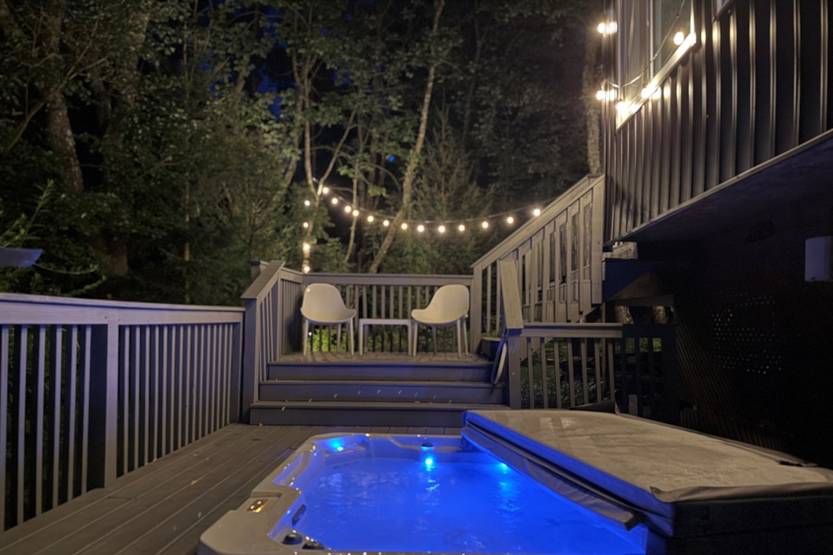 Hot tub located on the deck