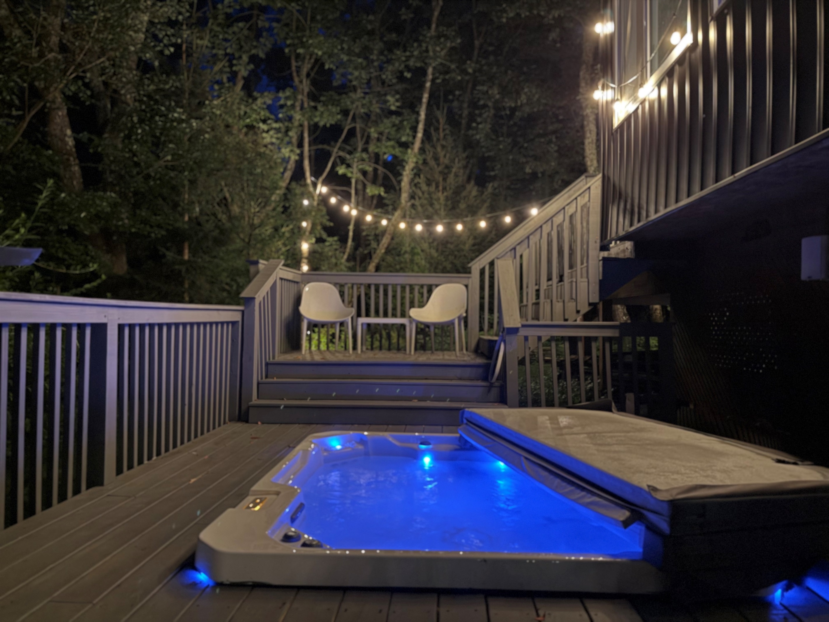 Hot tub located on the deck