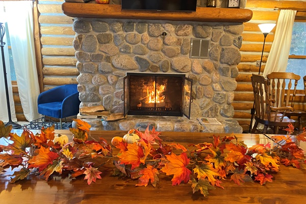 Cozy fireplace at Thanksgiving
