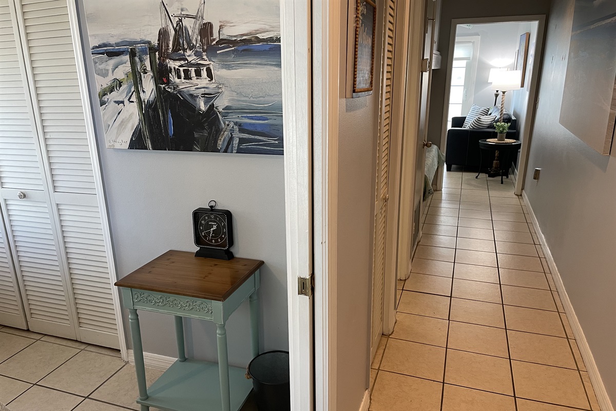 Hallway to Living Area and Kitchen