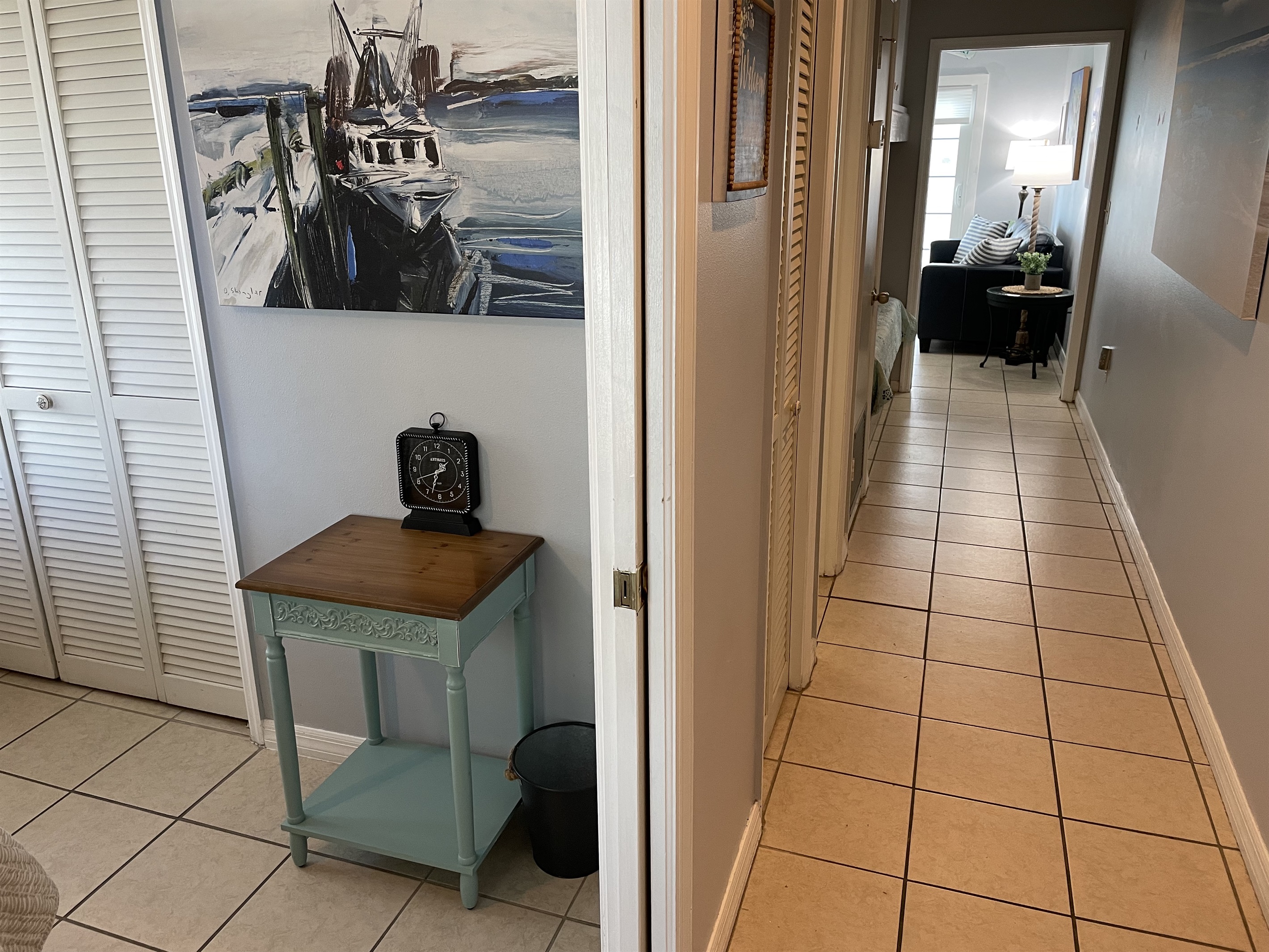 Hallway to Living Area and Kitchen