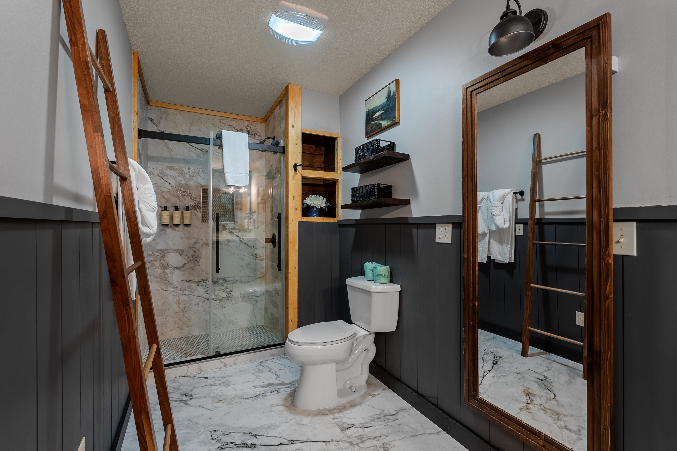 Beautifully redone spacious master bathroom w/ walk in shower