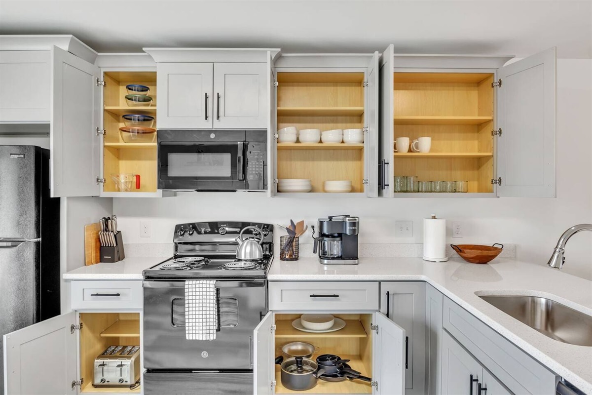 All the tools you need to cook a full meal.