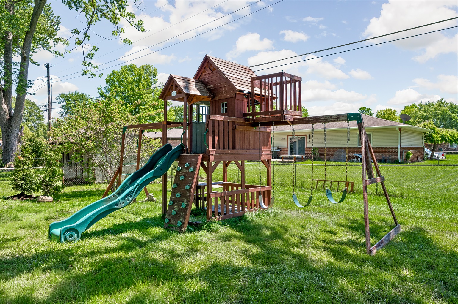 Kids will love the outdoor playset, giving them plenty of space to climb, slide, and burn off energy during your stay.
