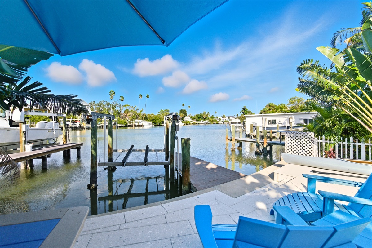 Guests can tie up their own boat or launch kayaks from the dock.