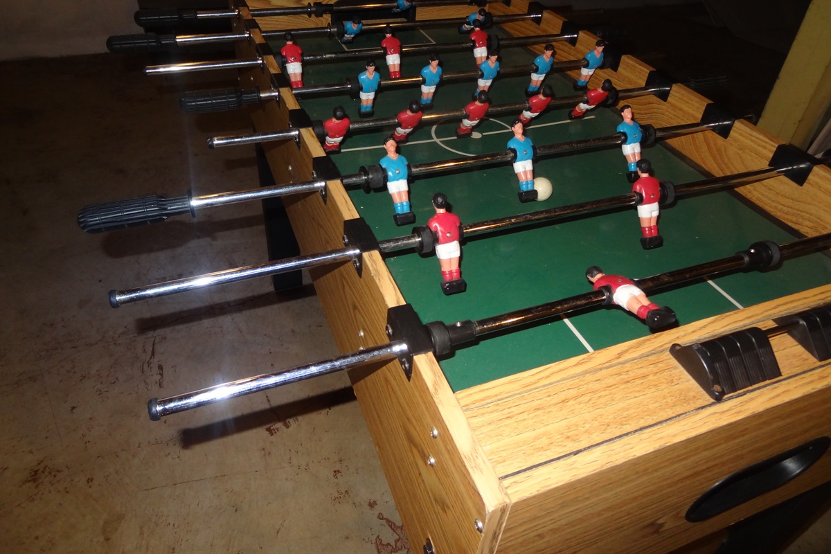Foosball table in basement