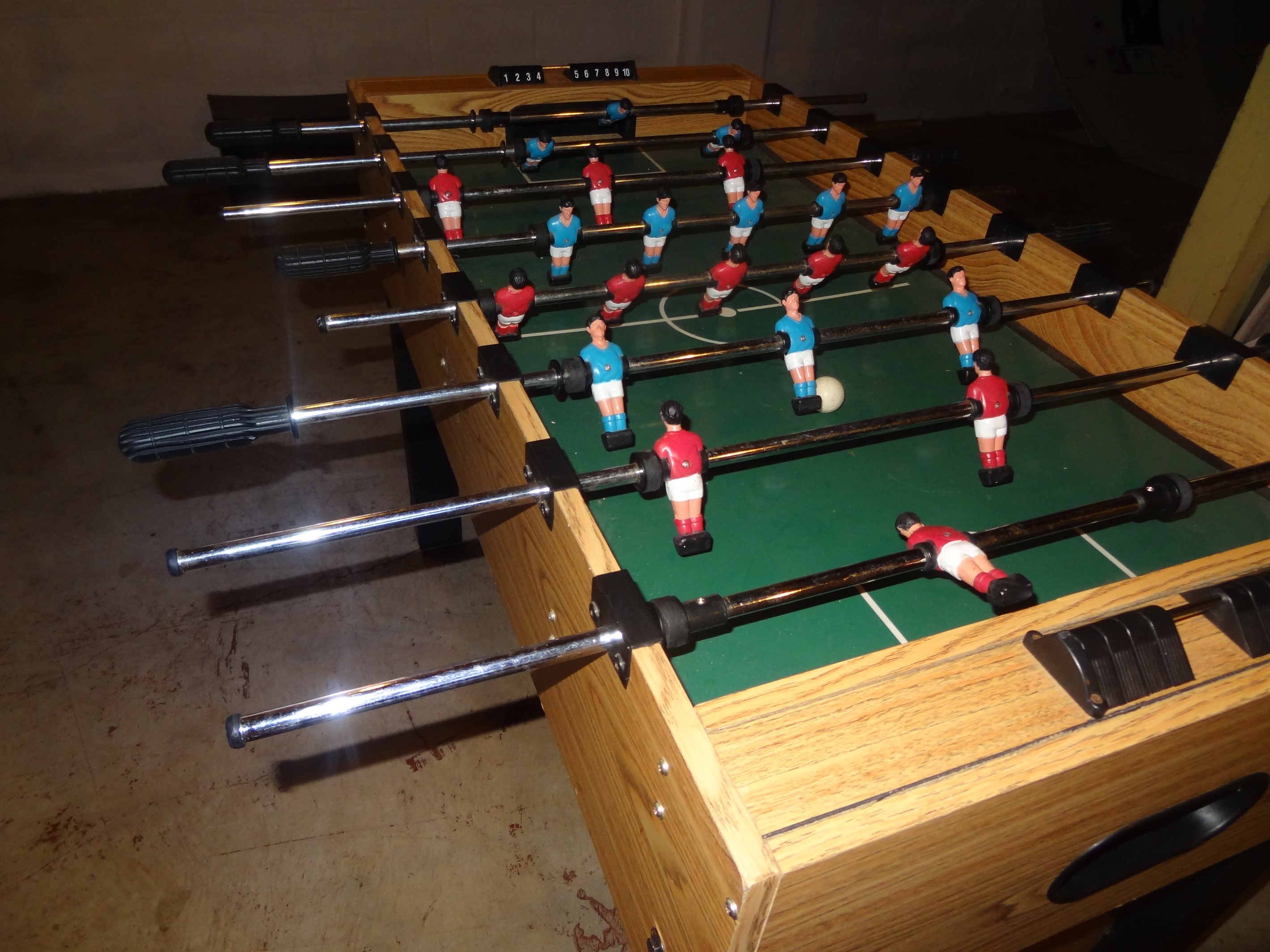Foosball table in basement