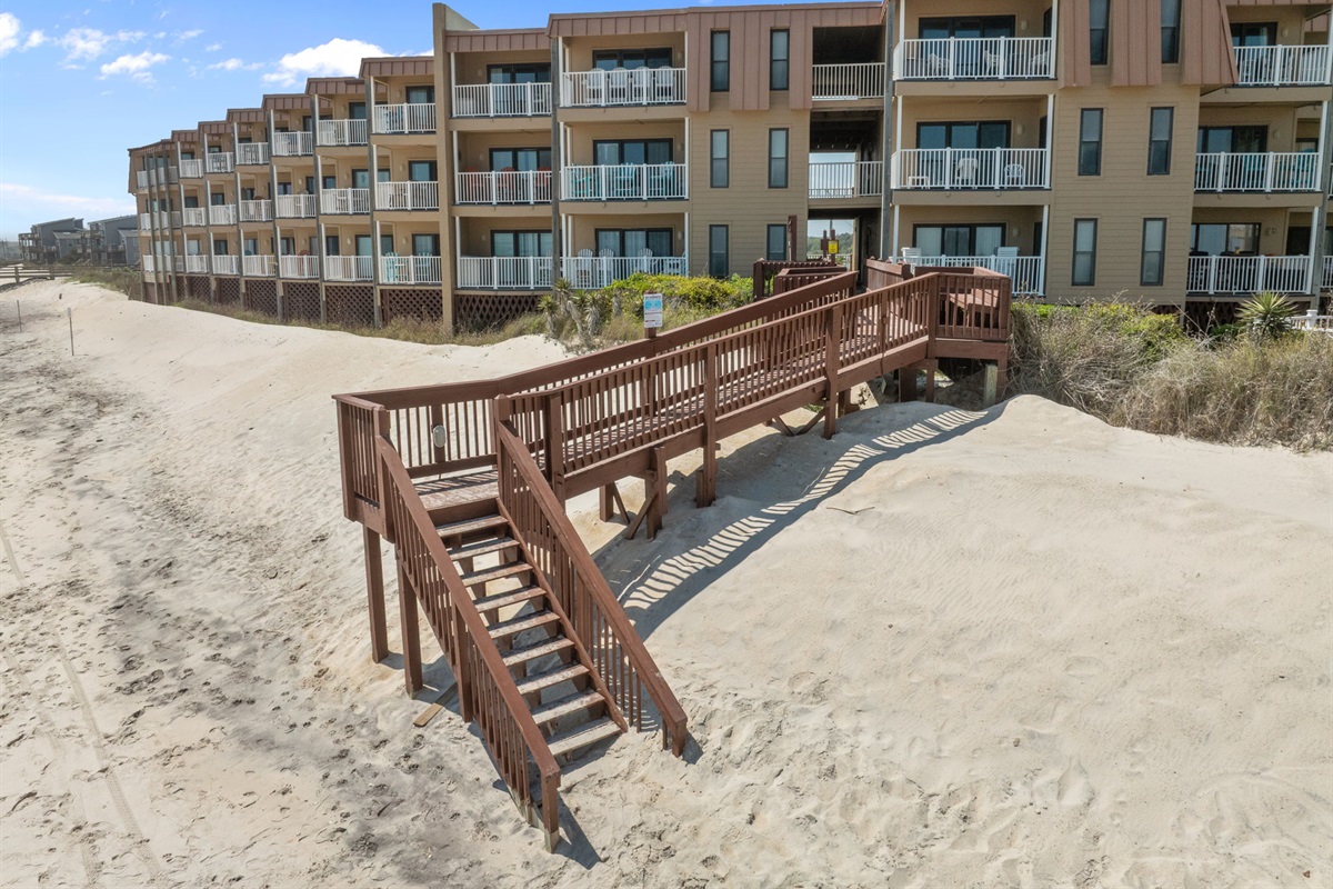 Easy boardwalk access straight to the sand