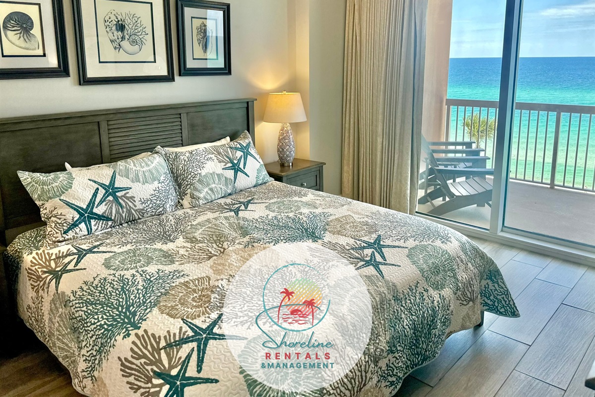 Master Bedroom With King Bed & Balcony Access