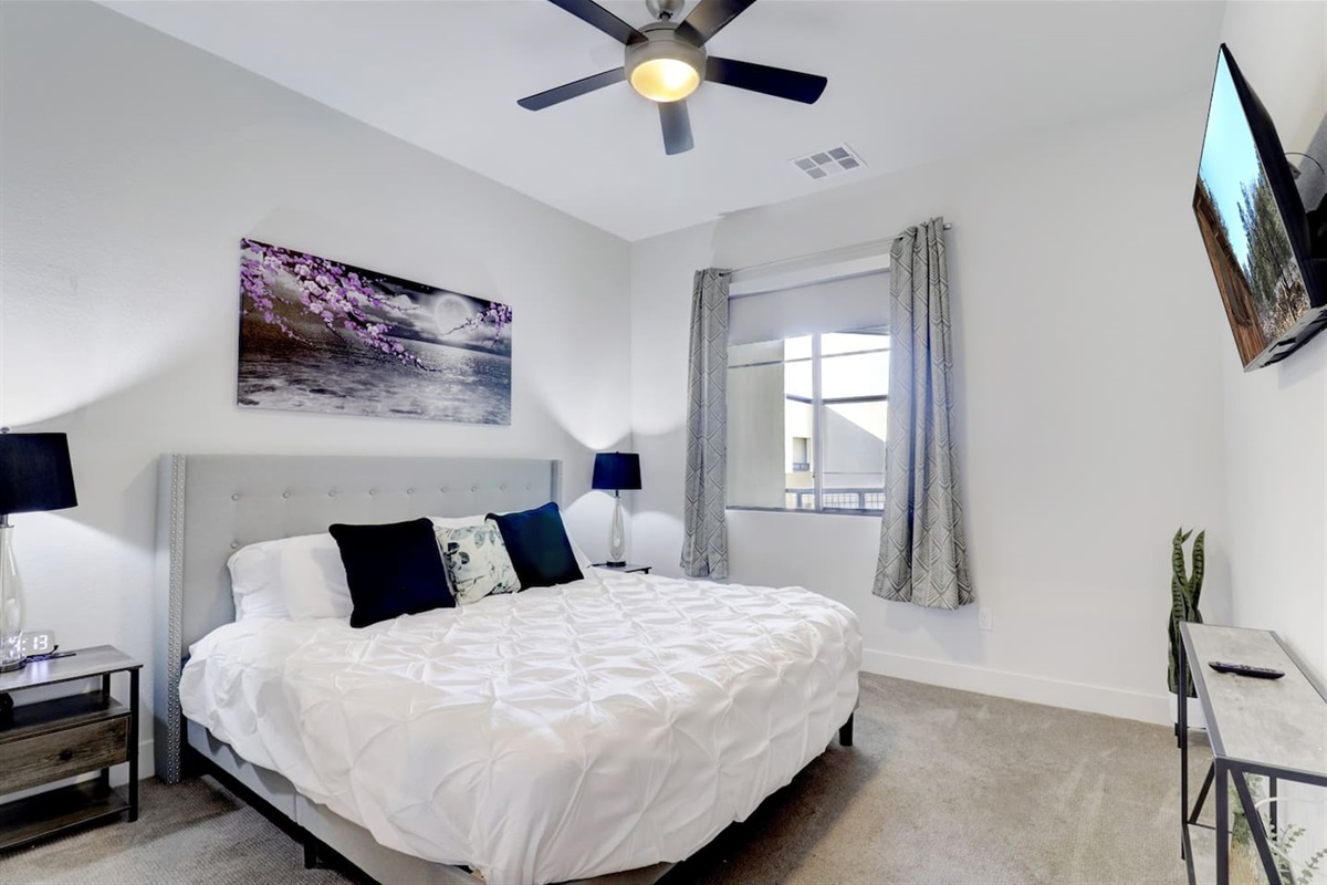 Christmas comfort at its finest  Wake up to natural light, unwind with a smart TV, and enjoy restful nights in a beautifully cozy space.