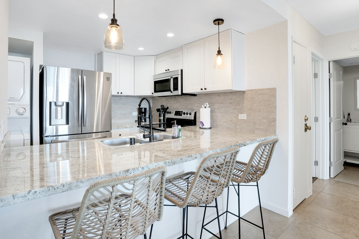 Casual bar seating for a social kitchen area