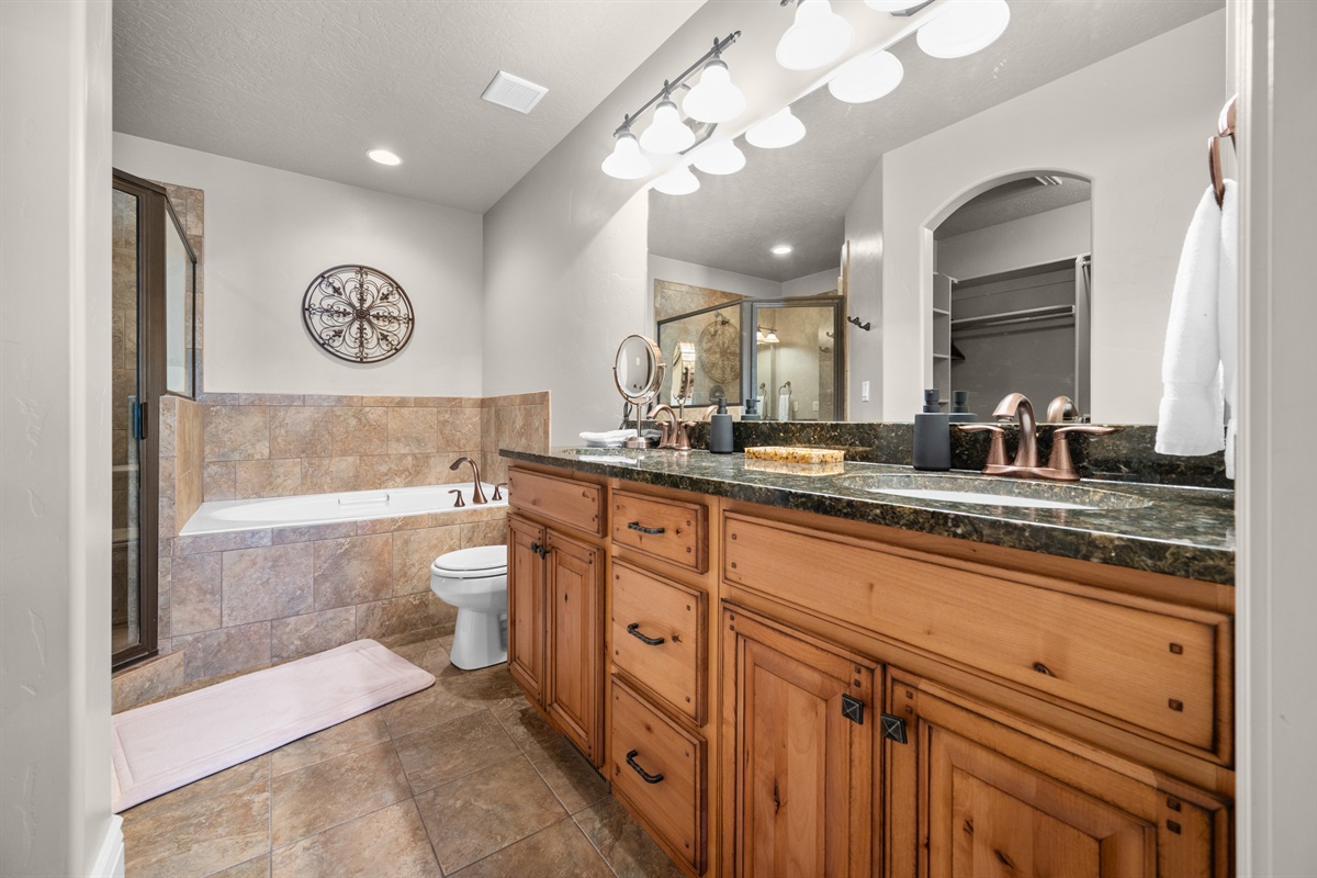 Spa-like bathroom with dual vanities and plenty of space to unwind.