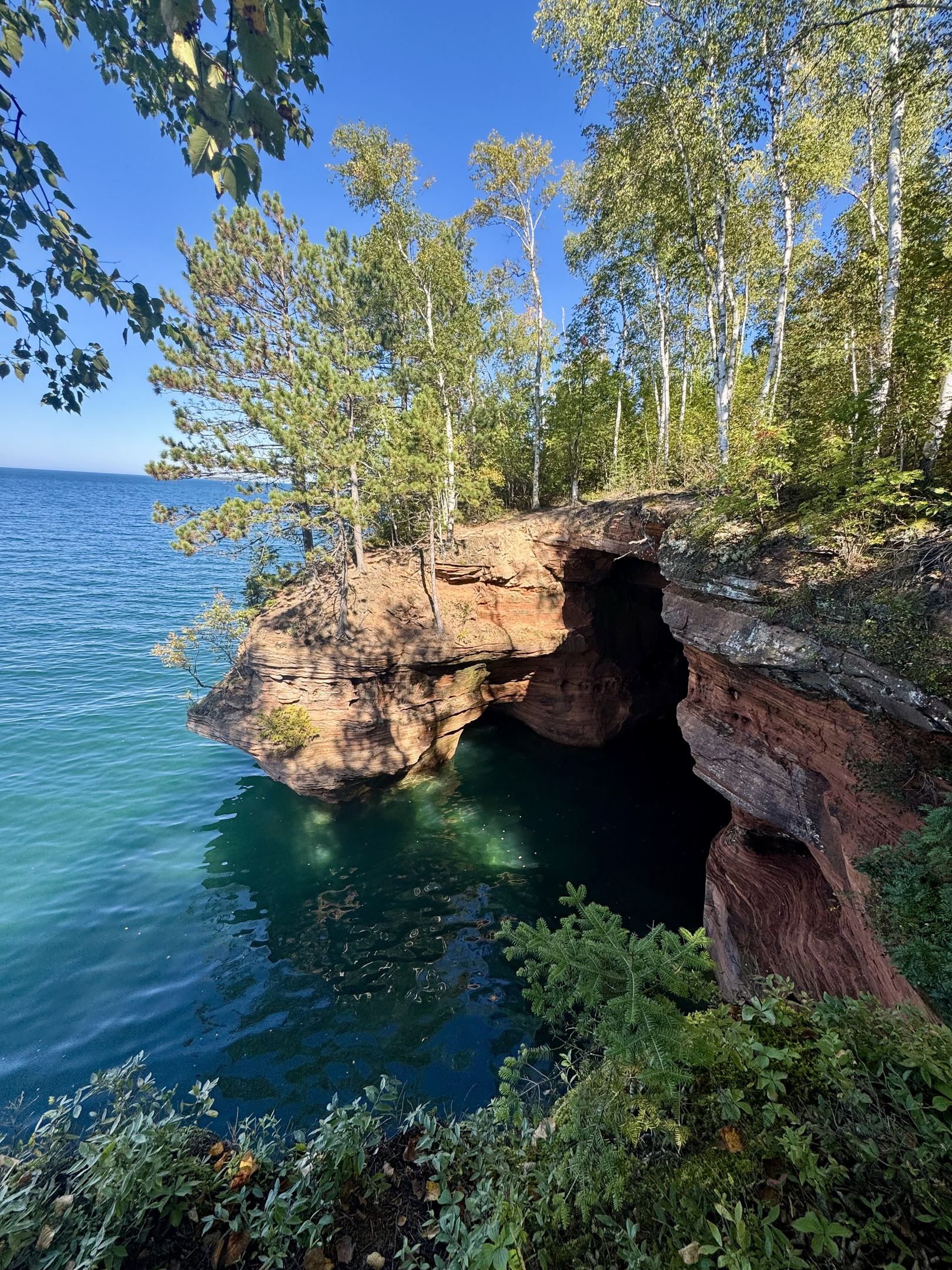 Meyers Beach sea caves trail 20minutes from rental cabin , by land hiking trail view