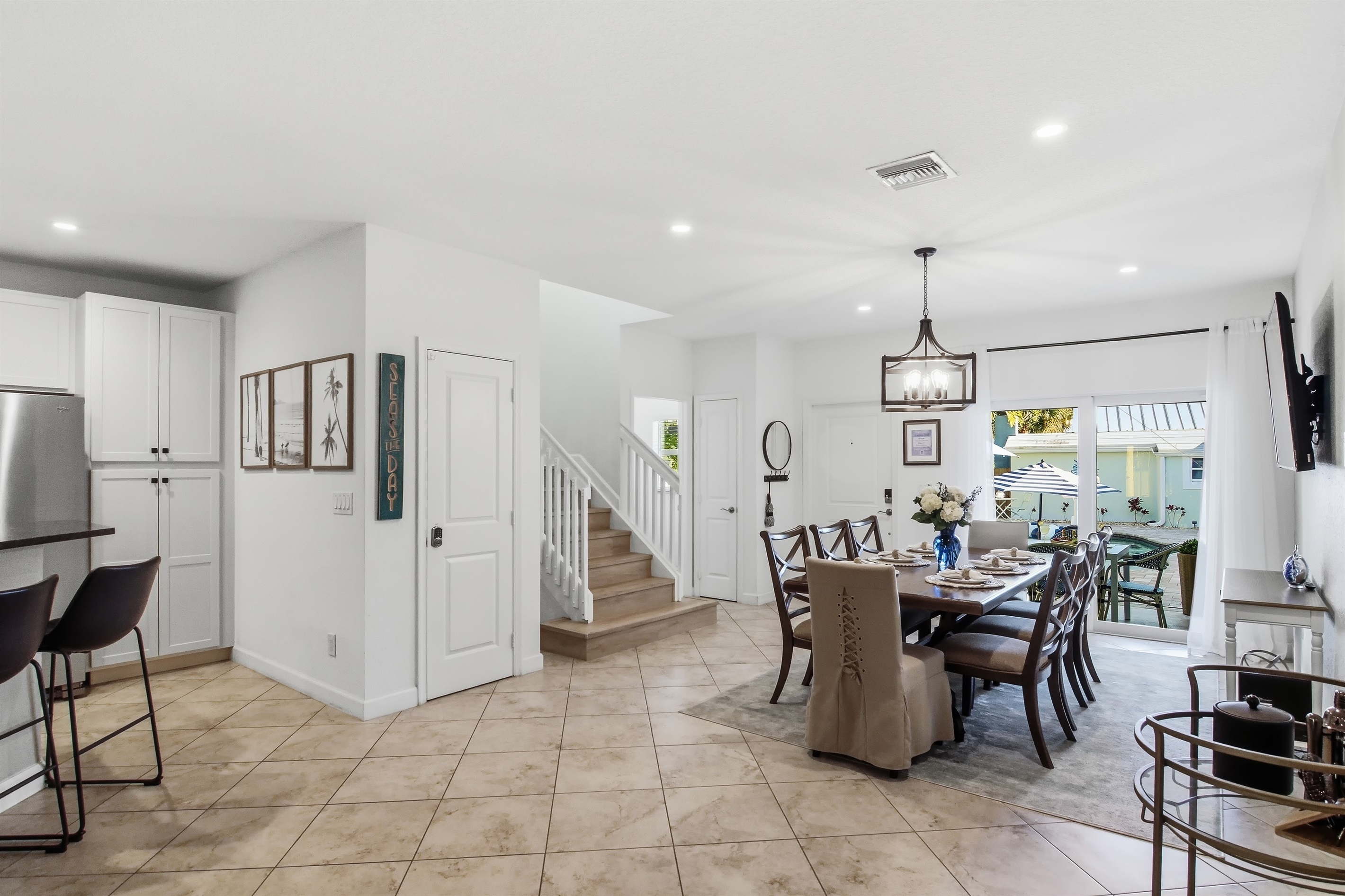 Dining Room with seating for 8, pool view