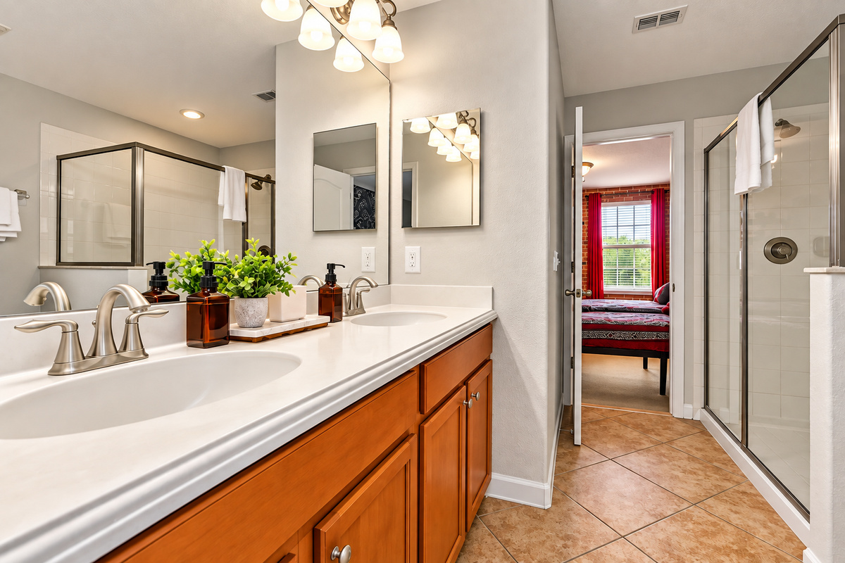 Renting our villa means you don't have to wait for someone to finish showering in a hotel room.