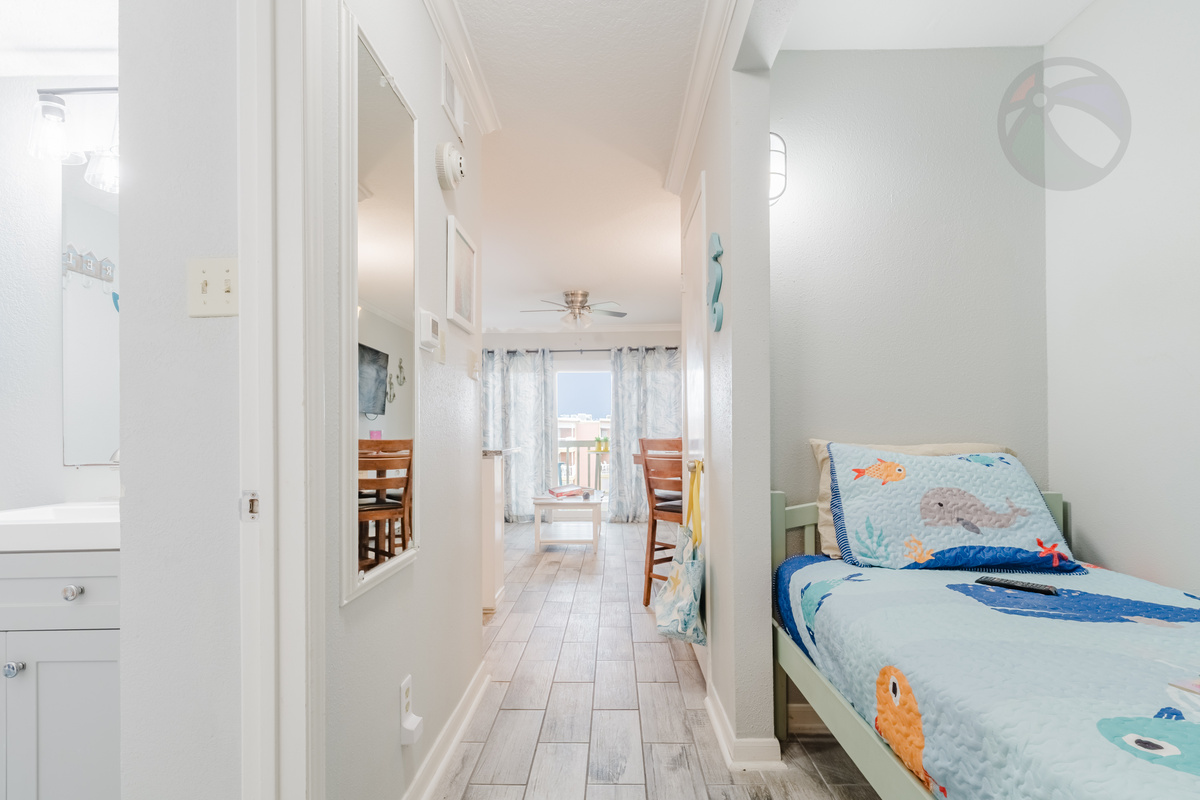 Across the hall is the twin bed for another