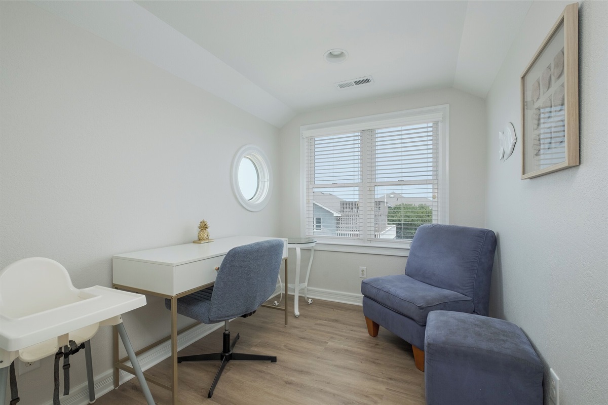 Remote work made easy with a cozy desk and inspiring views