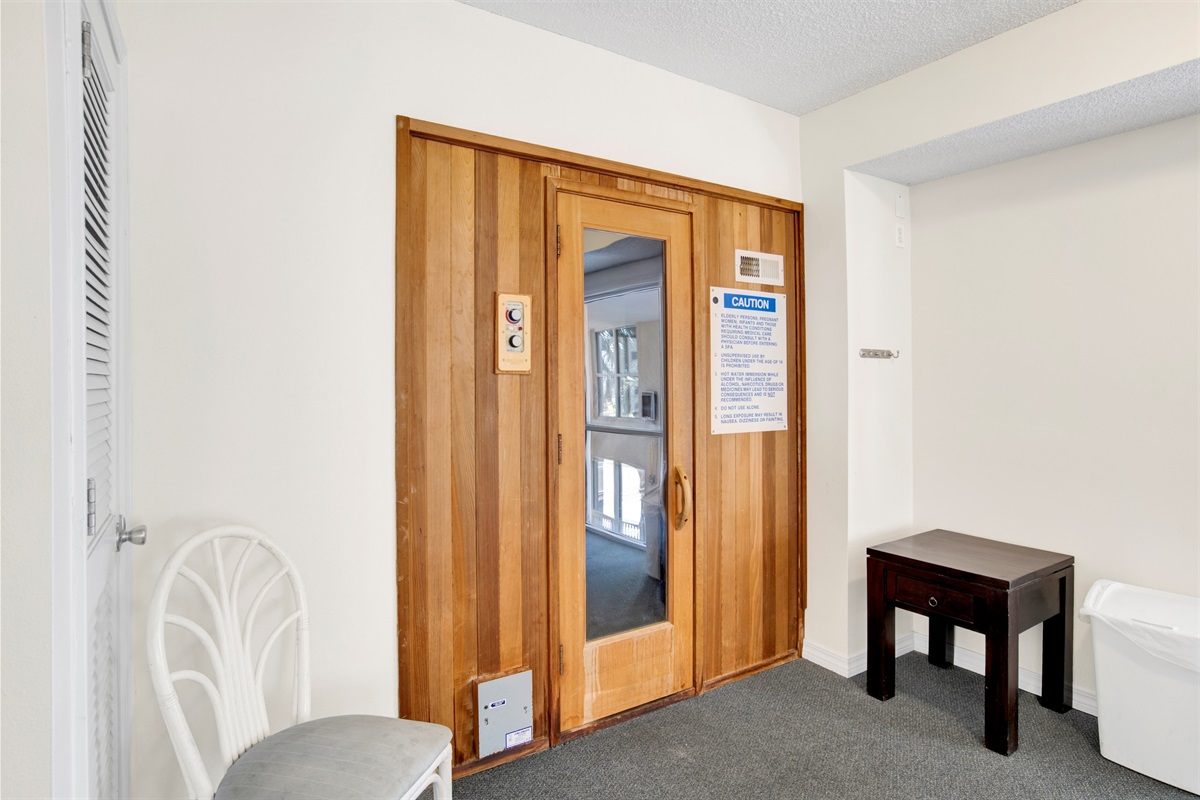 Sauna located in gym on 1st floor 