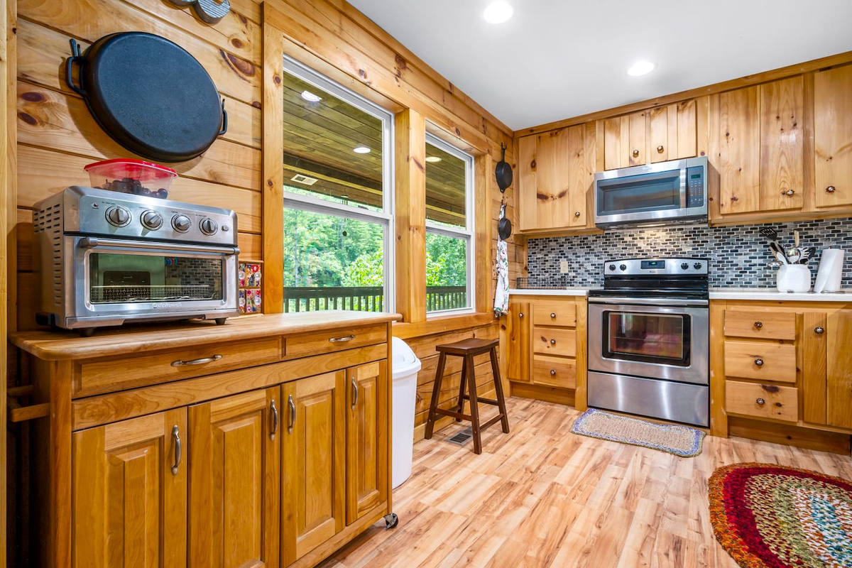 Kitchen area of the cabin - fully stocked