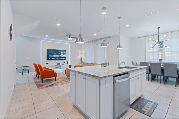 Centrally located so guests can stay connected while preparing food.