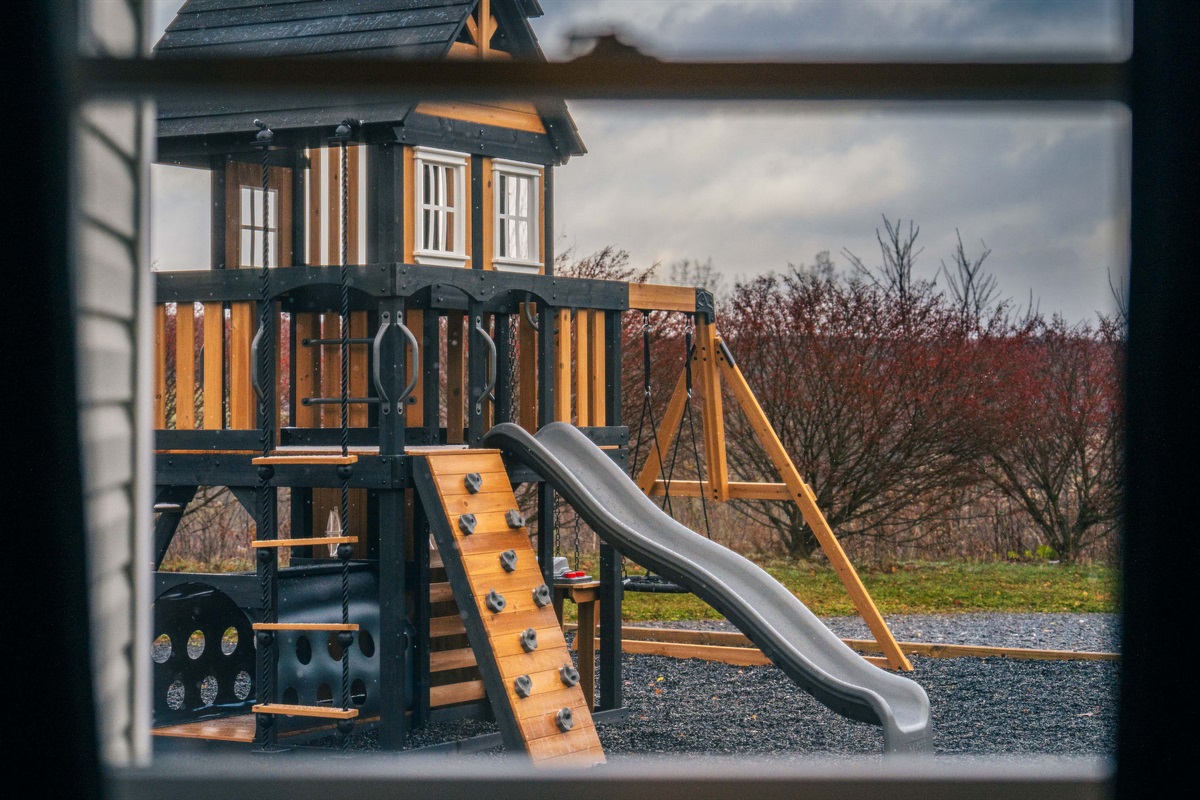 Playground views right from the house so you can watch the kids with ease