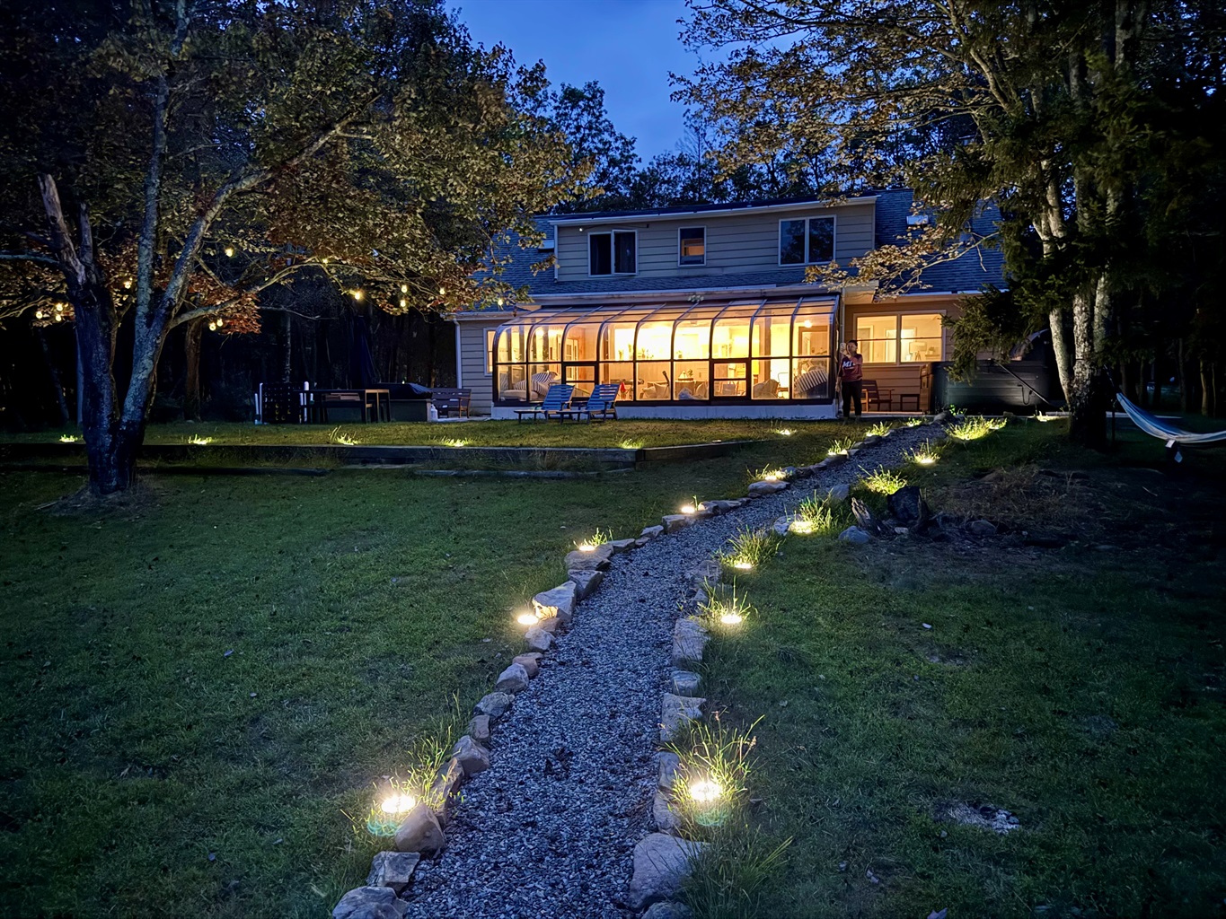 Evening glow over the lake — your sanctuary at twilight.