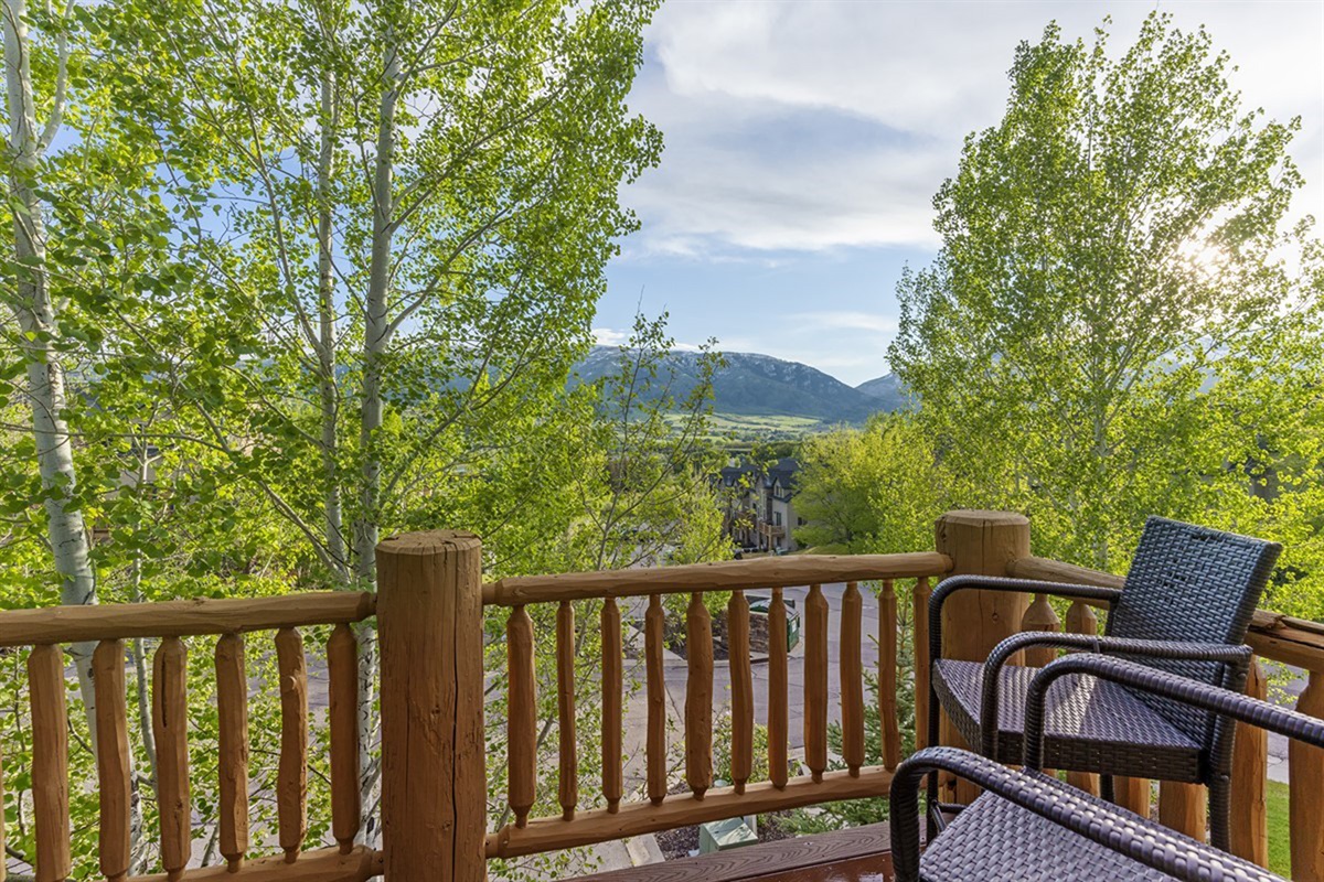Step onto the balcony and take in peaceful mountain views and fresh air.