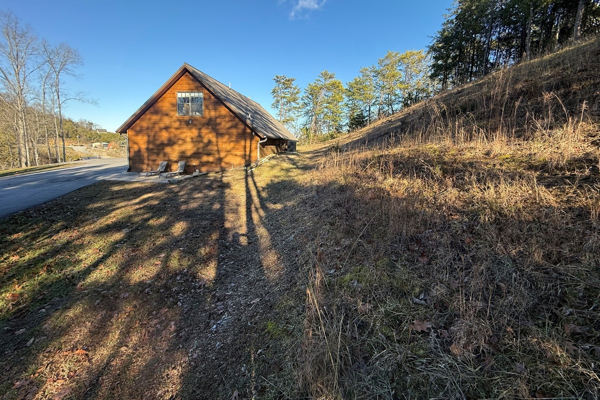 back of small cabin over garage